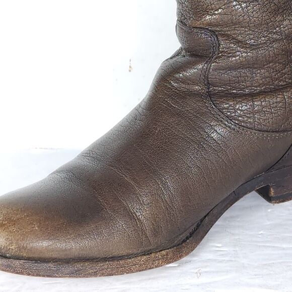 Frye Women's Melissa US8B Brown Leather Back Zip Button Ankle Booties Boots - Picture 15 of 16